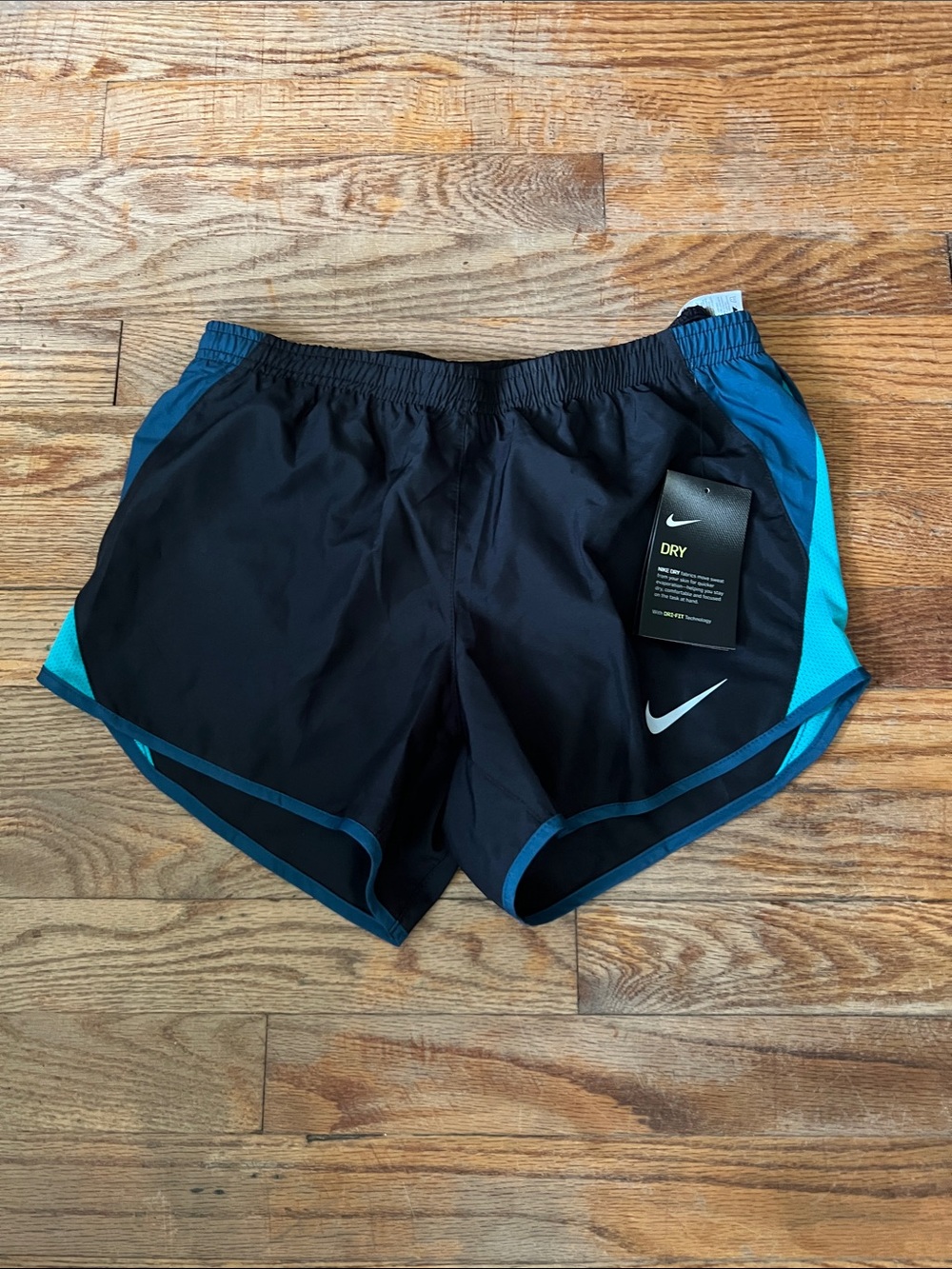 Nike women Black with Teal Trim Dri-FIT Athletic Shorts